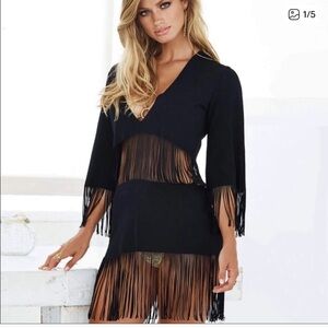 Beach Bunny Black Fringe Swim Coverup